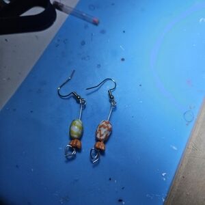 Yellow & Orange Zig Zag Egg Earrings